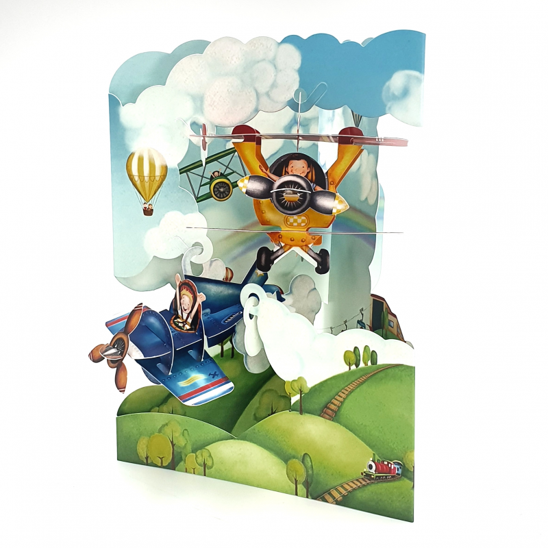 Felicitare 3D Swing Cards - Avioane elemente mobile