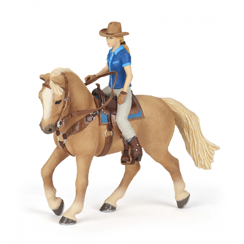 Cowgirl and horse - vacarita si cal figurine Papo pentru copii