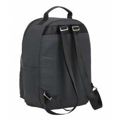 Rucsac negru dama model Moos Casual cu fermoare metalizate vedere spate