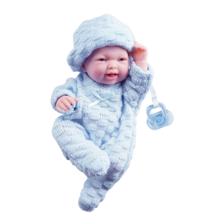 bebelus in costumas bleu-jucarie pentru fetite