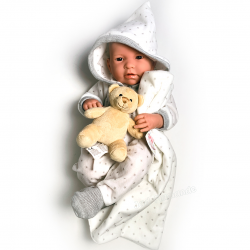 Jucarie bebe baiat in costumas cu gluga