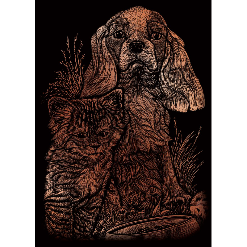 Set gravura pe folie pisica si catel