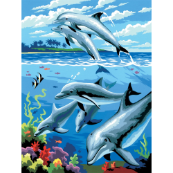 Pictura pe numere pentru copii sau incepatori delfini