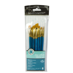 Set 8 pensule pentru pictura cu fir sintetic Gold Taklon diferite marimi