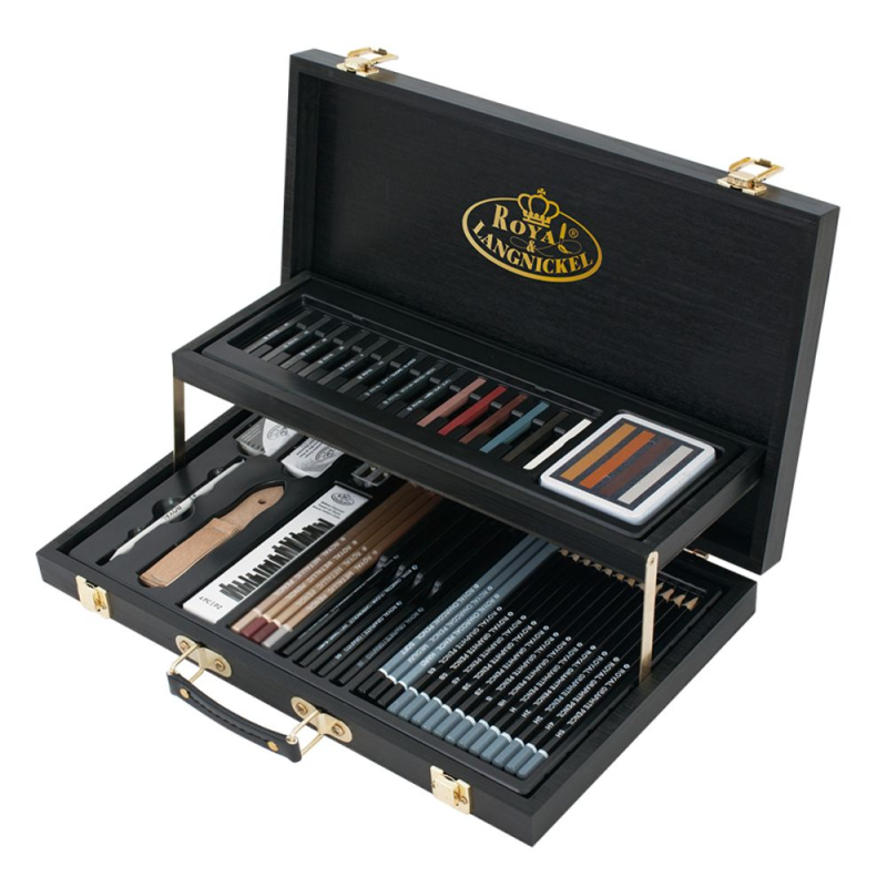 Trusa pentru schite in creion cu 52 piese - serie neagra