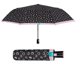 Umbrela automata negra cu cerculete roz