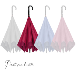 Umbrela rosie cu inchidere reversivila si maner baston
