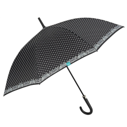 UMBRELA PLOAIE neagra cu buline albe model baston