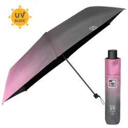 Umbrela de ploaie si de soare cu protectie UV culoare degrade gri roz