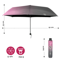 Umbrela de ploaie si de soare cu protectie UV culoare in doua culori gri roz