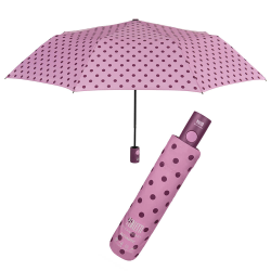 Umbrela manuala de ploaie model roz cu buline