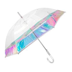 Umbrela clasica de ploaie transparenta cu margine irizata