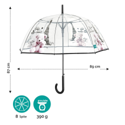 Umbrela transparenta de ploaie cu imprimeu