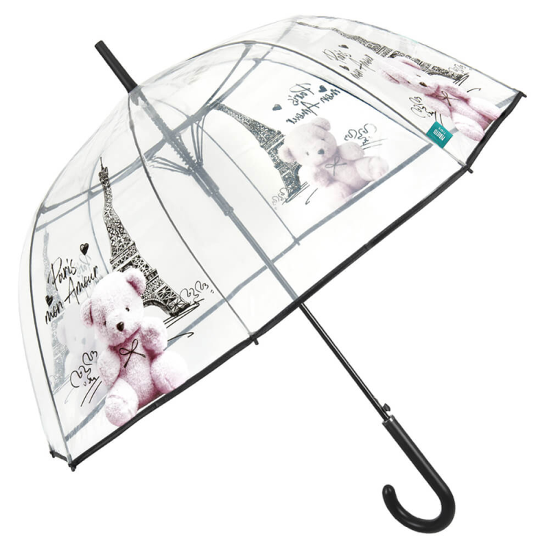 Umbrela transparenta cu imprimeu discret Teddy Bear la Paris