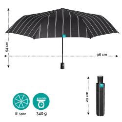 Umbrela ploaie pt barbati neagra cu imprimeu in dungi pliabila