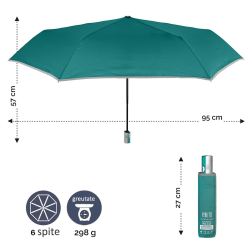 Umbrela de ploaie pliabila verde cu banda reflectorizanta cu deschidere inchidere automata