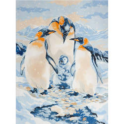 Prima pictura pe numere cu ghidare Familia de pinguini