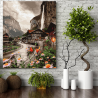 Set pictura pe numere (panza) Oras din Elvetia 50x40 cm