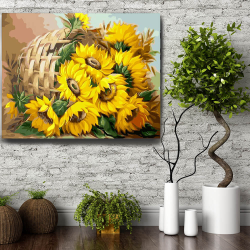 Pictura pe panza Cos cu floarea soarelui