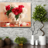 Set pictura pe numere (panza) Glastra cu bujori rosii si albi 40x50 cm
