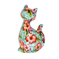 Figurina decorativa ceramica Pisica Caramel 21 cm inaltime
