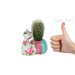 Decoratiune ceramica masca ghiveci Pisica Caramel h12.2 cm