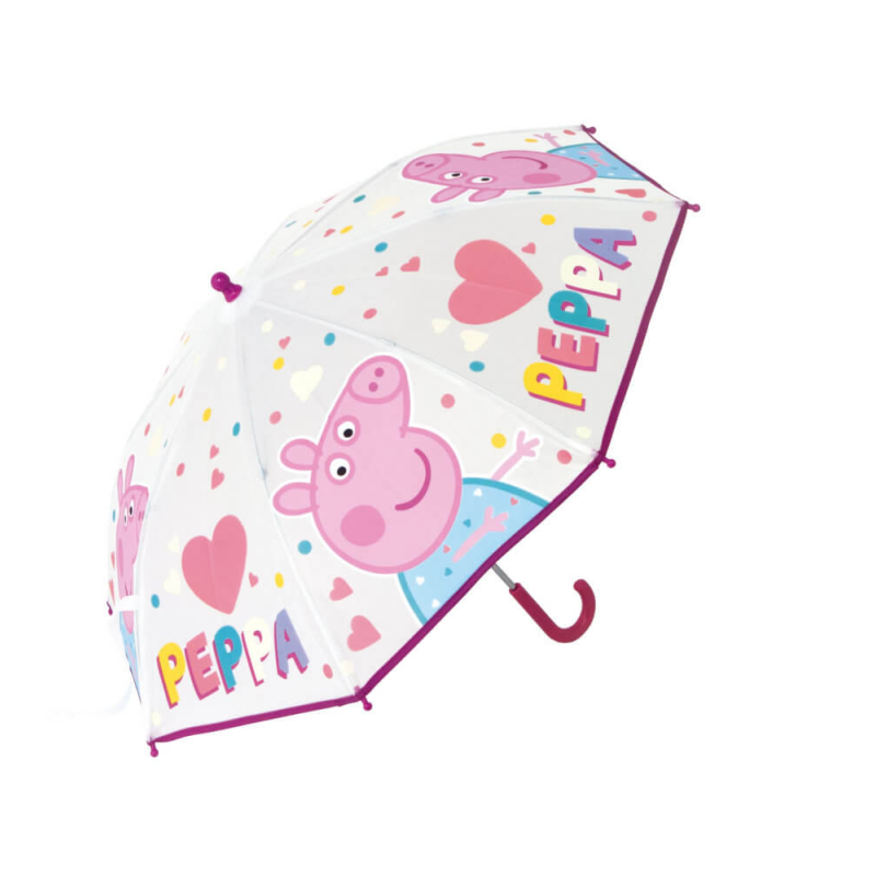 Umbrela ploaie transparenta imprimata cu Peppa Pig