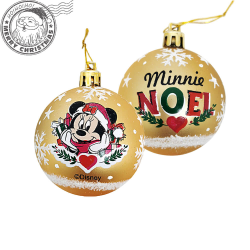 Set 10 globuri brad Craciun Minnie Mouse aurii 6 cm