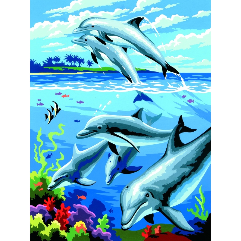 Prima mea pictura pe numere junior mica - Delfini