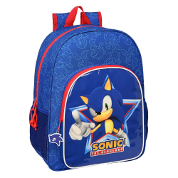 Ghiozdan de scoala Sonic albastru de 42 cm cu ilustratie Sonic Let's Roll, ideal pentru primara.