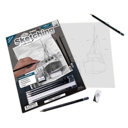 Set pentru realizarea unui desen in creion - Barca de pescuit