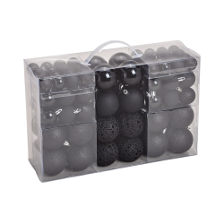 Set 100 globuri negre elegante pentru brad