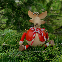 Set 4 ornamente de brad din lemn cu arc