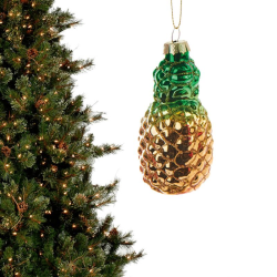 Set 3 globuri din sticla Craciun 8 cm ananas/capsuna/cirese