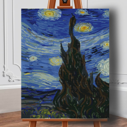 Set pictura pe numere (panza) Noapte instelata - Van Gogh Triptic I 50x40 cm