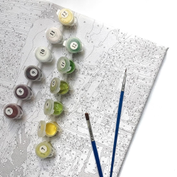 Set pictura pe numere (panza) Oras din Elvetia 50x40 cm