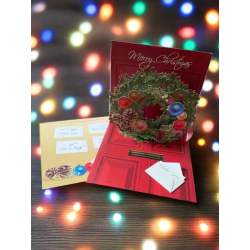 Felicitare 3D pentru iarna - Coronita de brad