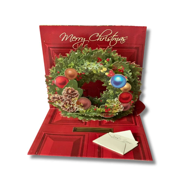 Felicitare 3D pentru iarna - Coronita de brad