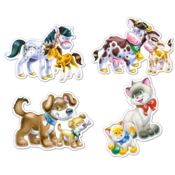 Set 4 Puzzle-uri Animale cu pui – 4/5/6/7 piese