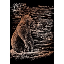 Set gravura pe folie din cupru - Ursi grizli