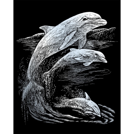 Set gravura pe folie argintie - Delfini