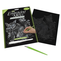 Set gravura pe folie argintie - Pisicute