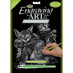 Set gravura pe folie argintie - Pisicute