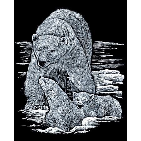 Set gravura pe folie argintie - Urs polar