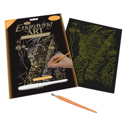 Set gravura pe folie aurie - Leopard