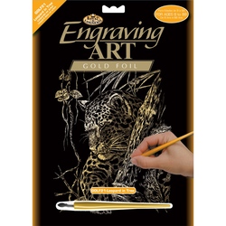 Set gravura pe folie aurie - Leopard