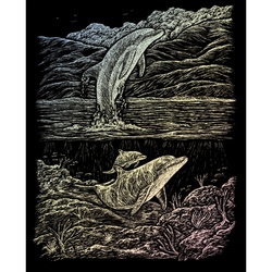 Set gravura pe folie holografica - Delfini